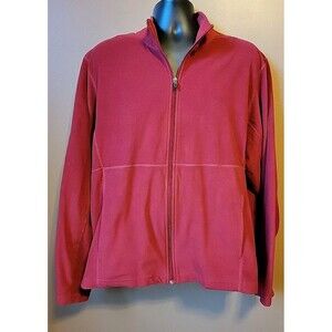 Eddie Bauer - Men's Red Full Zip Fleece/Jacket, Long Sleeve, Polyester | XL